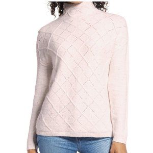 NWT CASLON Cowl Neck Pointelle Sweater in Ivory Cloud Sz S